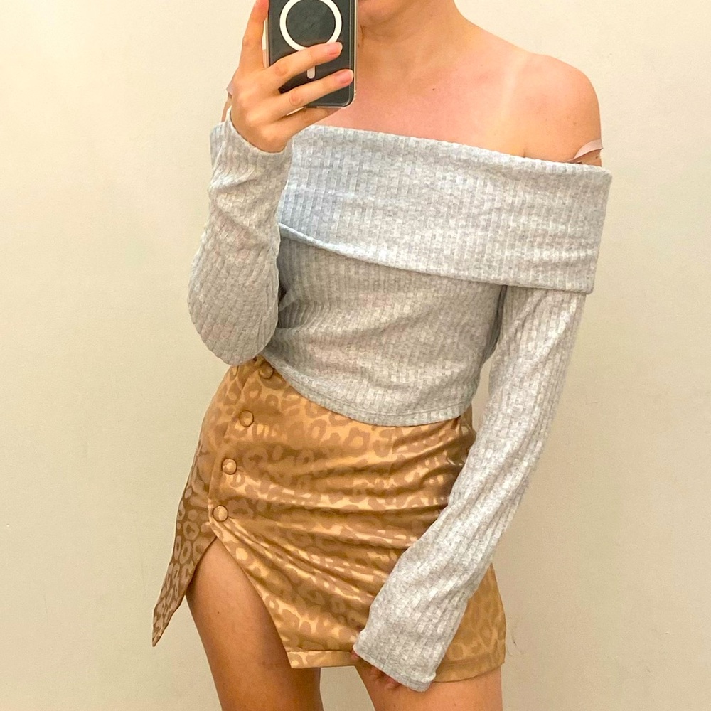 Grey off the shoulders sweater NWOT